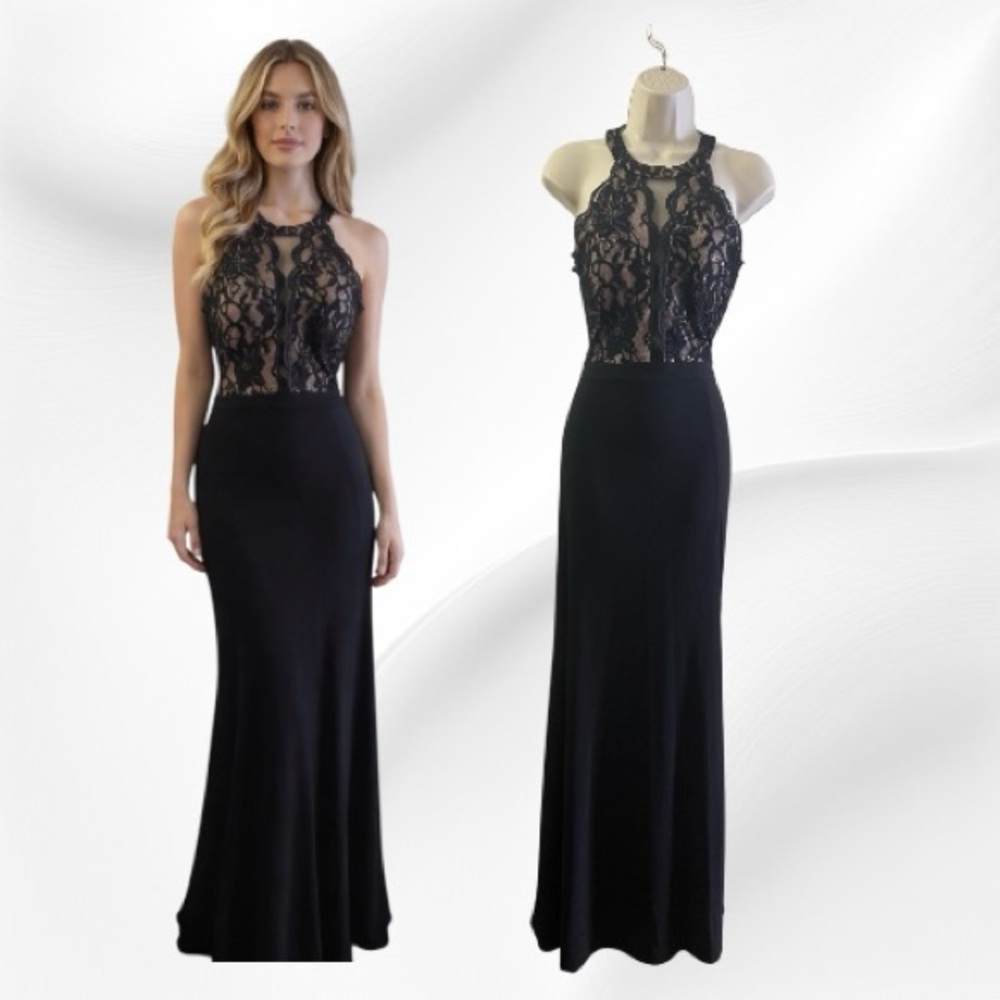 Morgan & Co Halter Lace and Sequin Gown Size 11